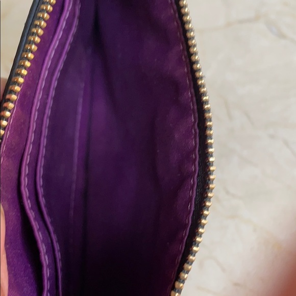 Coach Black Leather with gold chain wristlet - Picture 6 of 7